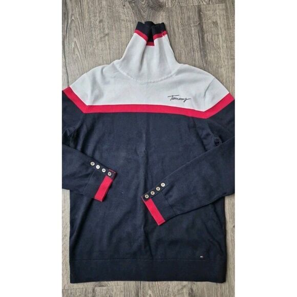 Tommy Hilfiger Turtleneck Colorblock Cuff Sleeve Sweater Women's Size Large - Picture 1 of 3
